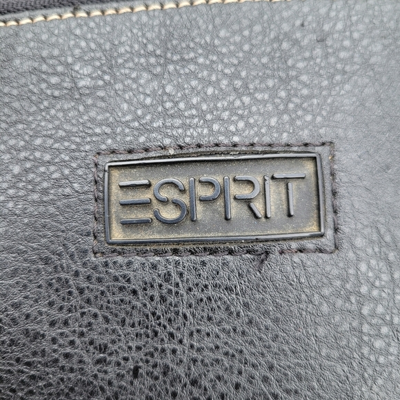 Vintage 90s y2k Esprit Black Vegan Leather Small Mini Oval Barrel Crossbody Bag - Picture 7 of 8